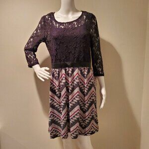 NWT Speechless Lace Top Chevron Skirt Dress XL